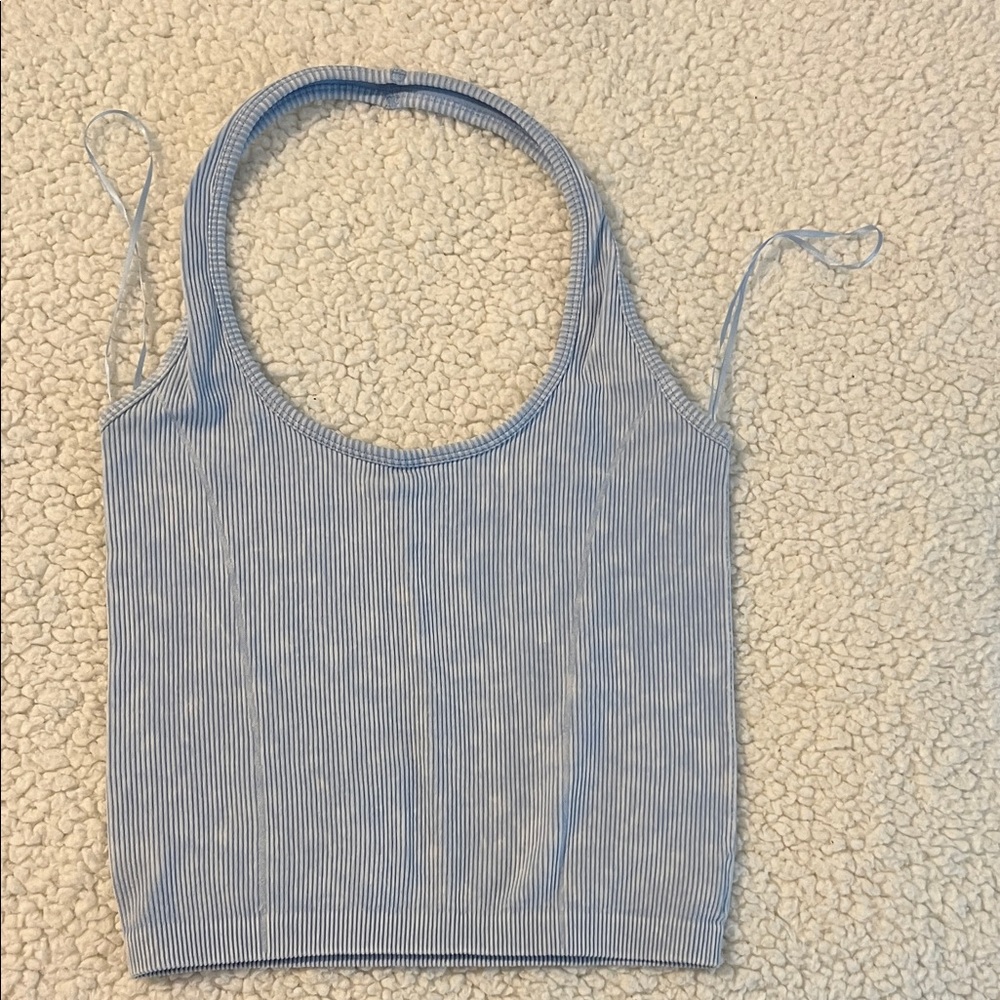 EUC American Eagle Outfitters Light Blue & White Pinstripe Halter tank